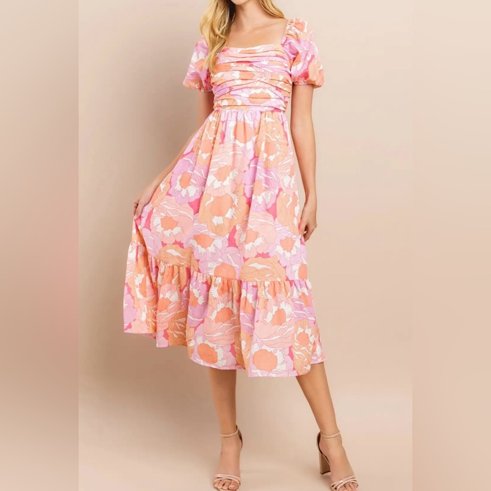 Midi Floral Pink Dress